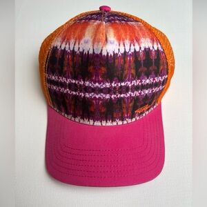 Prana Trucker Hat Snapback 5 Panel Pink Orange Hiking Outdoor Festive